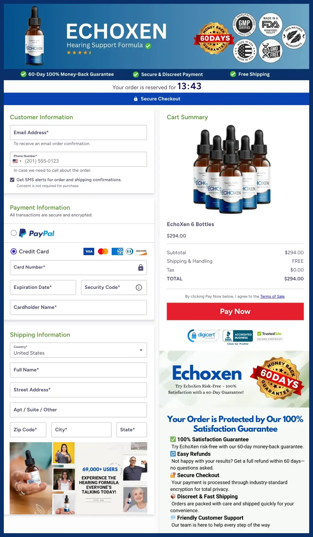 Echoxen Official Website Secure Order Page